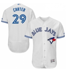 Mens Majestic Toronto Blue Jays 29 Joe Carter White Home Flex Base Authentic Collection MLB Jersey
