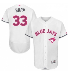 Mens Majestic Toronto Blue Jays 33 JA Happ Authentic White 2016 Mothers Day Fashion Flex Base MLB Jersey