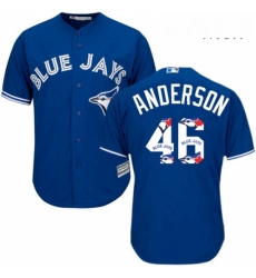 Mens Majestic Toronto Blue Jays 46 Brett Anderson Authentic Blue Team Logo Fashion MLB Jersey 