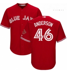 Mens Majestic Toronto Blue Jays 46 Brett Anderson Replica Scarlet Alternate Cool Base MLB Jersey 