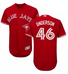 Mens Majestic Toronto Blue Jays 46 Brett Anderson Scarlet Flexbase Authentic Collection Alternate MLB Jersey