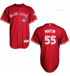 Mens Majestic Toronto Blue Jays 55 Russell Martin Authentic Red Canada Day MLB Jersey