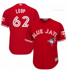 Mens Majestic Toronto Blue Jays 62 Aaron Loup Replica Scarlet Alternate Cool Base MLB Jersey 