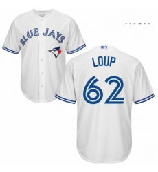 Mens Majestic Toronto Blue Jays 62 Aaron Loup Replica White Home MLB Jersey 