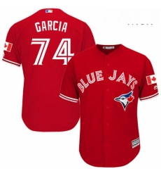 Mens Majestic Toronto Blue Jays 74 Jaime Garcia Replica Scarlet Alternate Cool Base MLB Jersey 