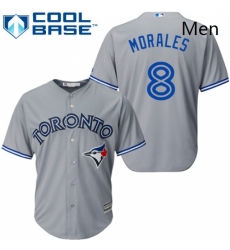 Mens Majestic Toronto Blue Jays 8 Kendrys Morales Replica Grey Road MLB Jersey