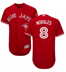 Mens Majestic Toronto Blue Jays 8 Kendrys Morales Scarlet Flexbase Authentic Collection Alternate MLB Jersey