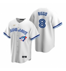 Men's Nike Toronto Blue Jays #8 Cavan Biggio White Cooperstown Collection Home Stitched Baseball Jersey