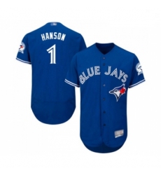 Mens Toronto Blue Jays 1 Alen Hanson Royal Blue Alternate Flex Base Authentic Collection Baseball Jersey
