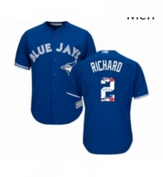 Mens Toronto Blue Jays 2 Clayton Richard Authentic Blue Team Logo Fashion Baseball Jersey 