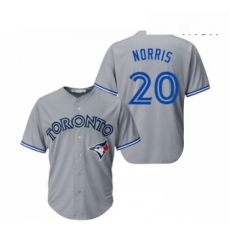 Mens Toronto Blue Jays 20 Bud Norris Replica Grey Road Baseball Jersey 