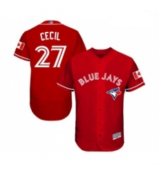 Mens Toronto Blue Jays 27 Vladimir Guerrero Jr Scarlet Alternate Flex Base Authentic Collection MLB Jersey