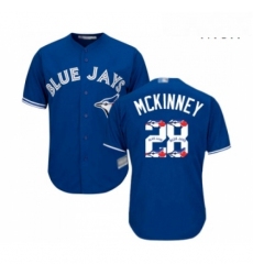 Mens Toronto Blue Jays 28 Billy McKinney Authentic Blue Team Logo Fashion Baseball Jersey 