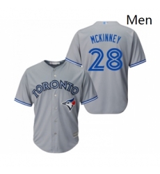 Mens Toronto Blue Jays 28 Billy McKinney Replica Grey Road Baseball Jersey 
