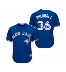Mens Toronto Blue Jays 36 Clay Buchholz Replica Blue Alternate Baseball Jersey 