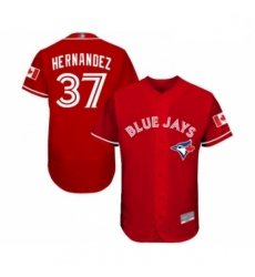 Mens Toronto Blue Jays 37 Teoscar Hernandez Scarlet Alternate Flex Base Authentic Collection MLB Jersey