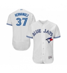 Mens Toronto Blue Jays 37 Teoscar Hernandez White Home Flex Base Authentic Collection Baseball Jersey