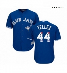 Mens Toronto Blue Jays 44 Rowdy Tellez Authentic Blue Team Logo Fashion Baseball Jersey 