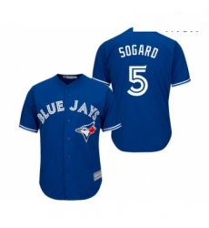 Mens Toronto Blue Jays 5 Eric Sogard Replica Blue Alternate Baseball Jersey 