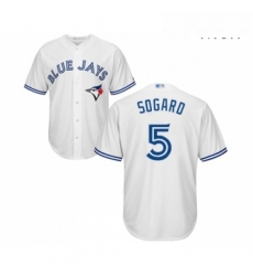 Mens Toronto Blue Jays 5 Eric Sogard Replica White Home Baseball Jersey 