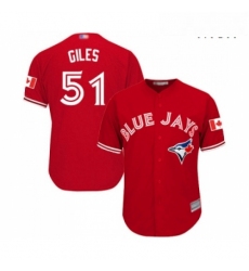 Mens Toronto Blue Jays 51 Ken Giles Replica Scarlet Alternate Cool Base Baseball Jersey 