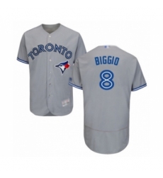 Men's Toronto Blue Jays #8 Cavan Biggio Grey Road Flex Base Authentic Collection Baseball Player Jersey