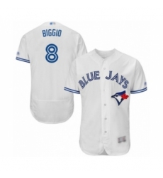 Men's Toronto Blue Jays #8 Cavan Biggio White Home Flex Base Authentic Collection Baseball Player Jersey