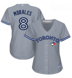 Blue Jays #8 Kendrys Morales Grey Road Women Stitched Baseball Jersey