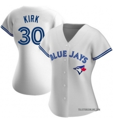 Women Nike Toronto Blue Jays #30 Alejandro Kirk White Home Stitched Cool Base Player Jersey