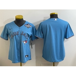 Women Toronto Blue Jays Blank Blue 2025 World Series Cool Base Stitched Baseball Jersey 