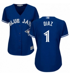 Womens Majestic Toronto Blue Jays 1 Aledmys Diaz Authentic Blue Alternate MLB Jersey 