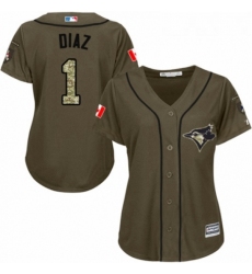 Womens Majestic Toronto Blue Jays 1 Aledmys Diaz Authentic Green Salute to Service MLB Jersey 