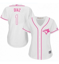 Womens Majestic Toronto Blue Jays 1 Aledmys Diaz Replica White Fashion Cool Base MLB Jersey 