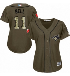 Womens Majestic Toronto Blue Jays 11 George Bell Authentic Green Salute to Service MLB Jersey 