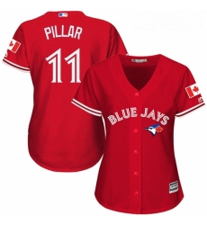 Womens Majestic Toronto Blue Jays 11 Kevin Pillar Authentic Red Canada Day MLB Jersey