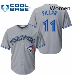 Womens Majestic Toronto Blue Jays 11 Kevin Pillar Replica Grey MLB Jersey