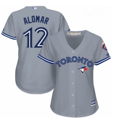 Womens Majestic Toronto Blue Jays 12 Roberto Alomar Replica Grey Road MLB Jersey
