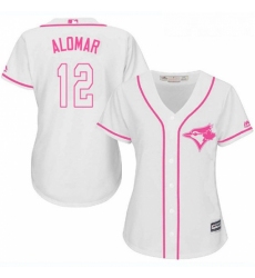 Womens Majestic Toronto Blue Jays 12 Roberto Alomar Replica White Fashion Cool Base MLB Jersey