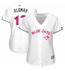 Womens Majestic Toronto Blue Jays 12 Roberto Alomar Replica White Mothers Day Cool Base MLB Jersey