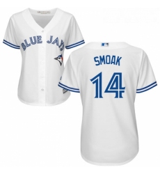 Womens Majestic Toronto Blue Jays 14 Justin Smoak Authentic White Home MLB Jersey