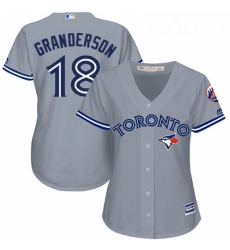 Womens Majestic Toronto Blue Jays 18 Curtis Granderson Authentic Grey Road MLB Jersey 