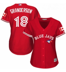 Womens Majestic Toronto Blue Jays 18 Curtis Granderson Authentic Scarlet Alternate MLB Jersey 