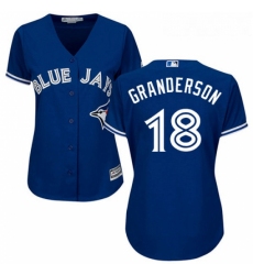 Womens Majestic Toronto Blue Jays 18 Curtis Granderson Replica Blue Alternate MLB Jersey 