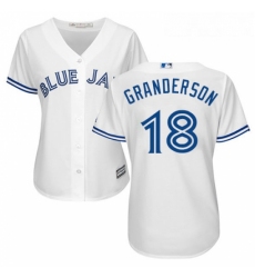 Womens Majestic Toronto Blue Jays 18 Curtis Granderson Replica White Home MLB Jersey 