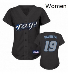 Womens Majestic Toronto Blue Jays 19 Jose Bautista Authentic Black MLB Jersey