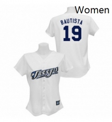 Womens Majestic Toronto Blue Jays 19 Jose Bautista Replica White MLB Jersey