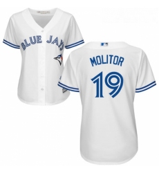Womens Majestic Toronto Blue Jays 19 Paul Molitor Replica White Home MLB Jersey