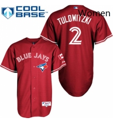 Womens Majestic Toronto Blue Jays 2 Troy Tulowitzki Authentic Red Canada Day MLB Jersey