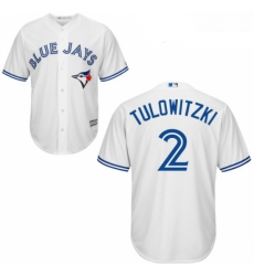 Womens Majestic Toronto Blue Jays 2 Troy Tulowitzki Replica White MLB Jersey