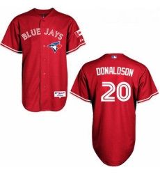 Womens Majestic Toronto Blue Jays 20 Josh Donaldson Authentic Red Canada Day MLB Jersey